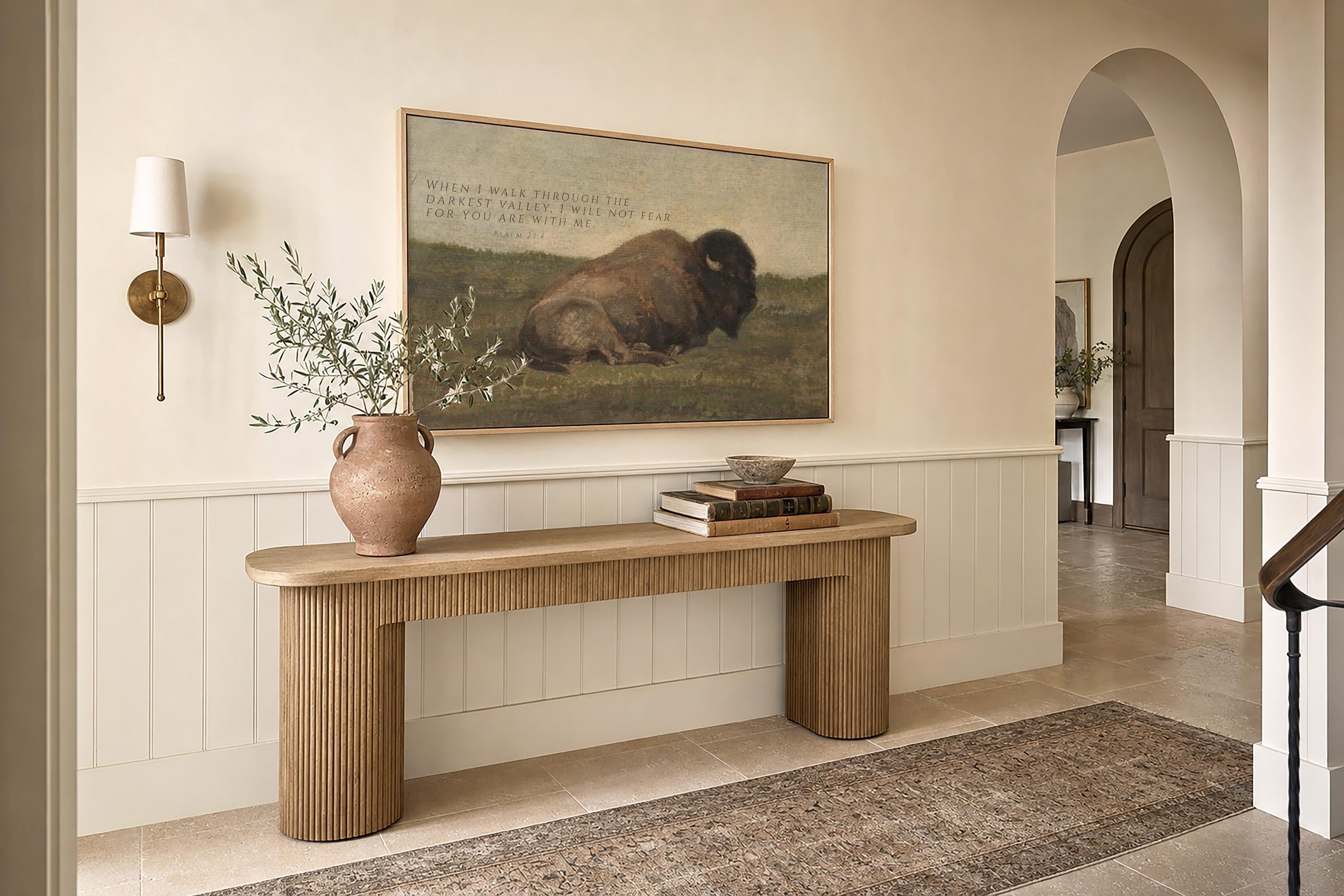 Psalm 23:4 Wall Art, Bison Christian Scripture Painting, I Will Not Fear Print, Faith Inspired Wildlife Artwork, FG427