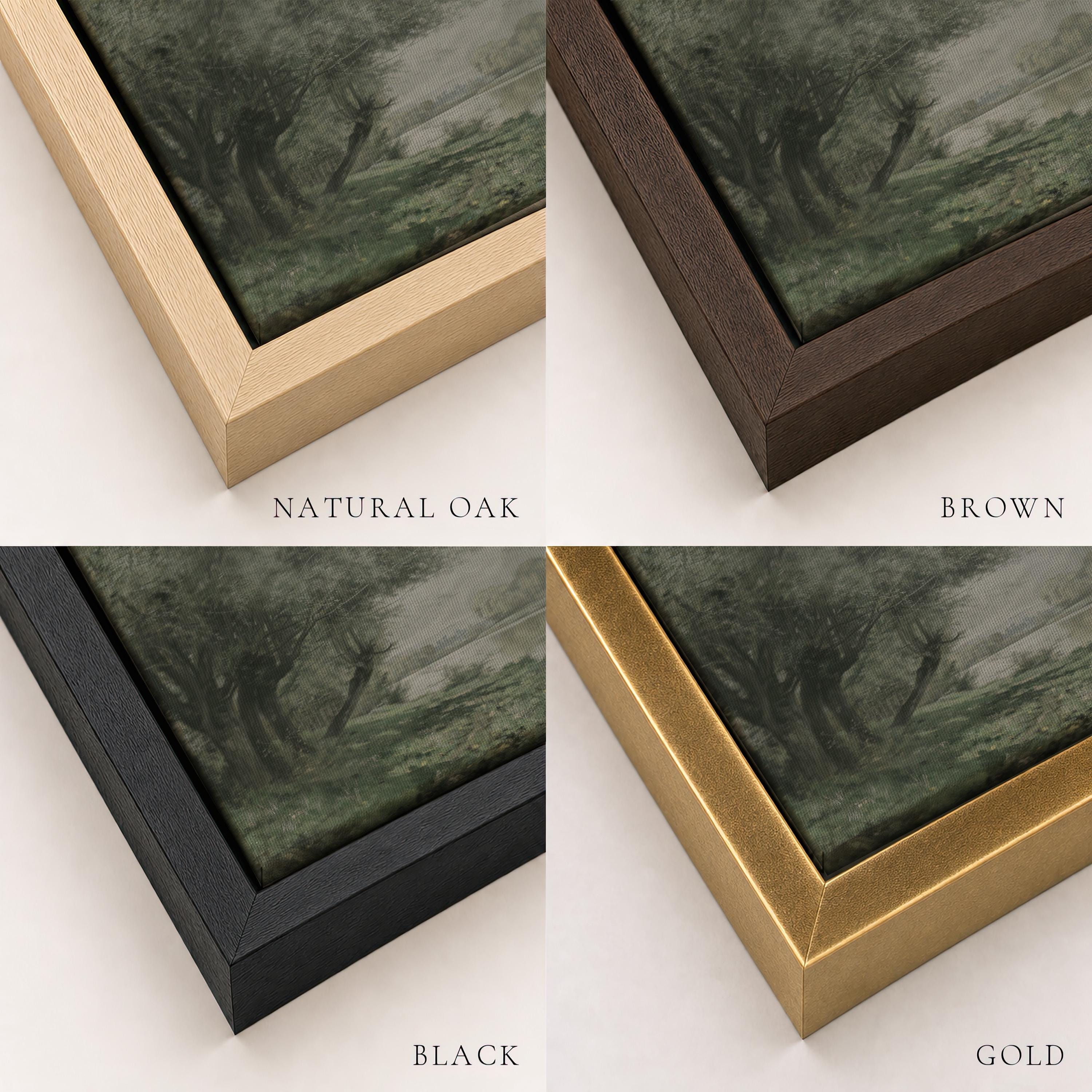 Vintage River Landscape Art Print, Moody Green Wall Decor, Antique Countryside Painting, Neutral Cottagecore Home Art, FG432
