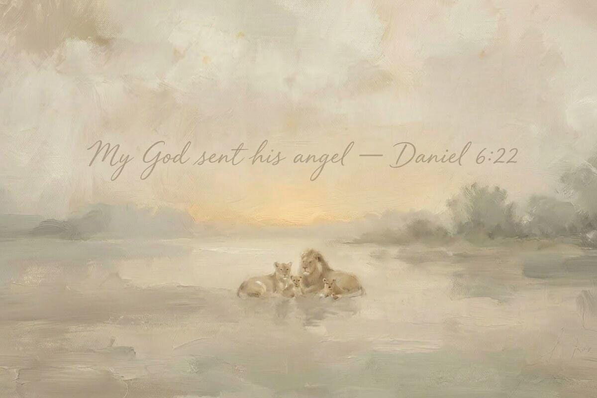 Lion and Lamb Art | Daniel Lions Christian Wall Art Print | W0187