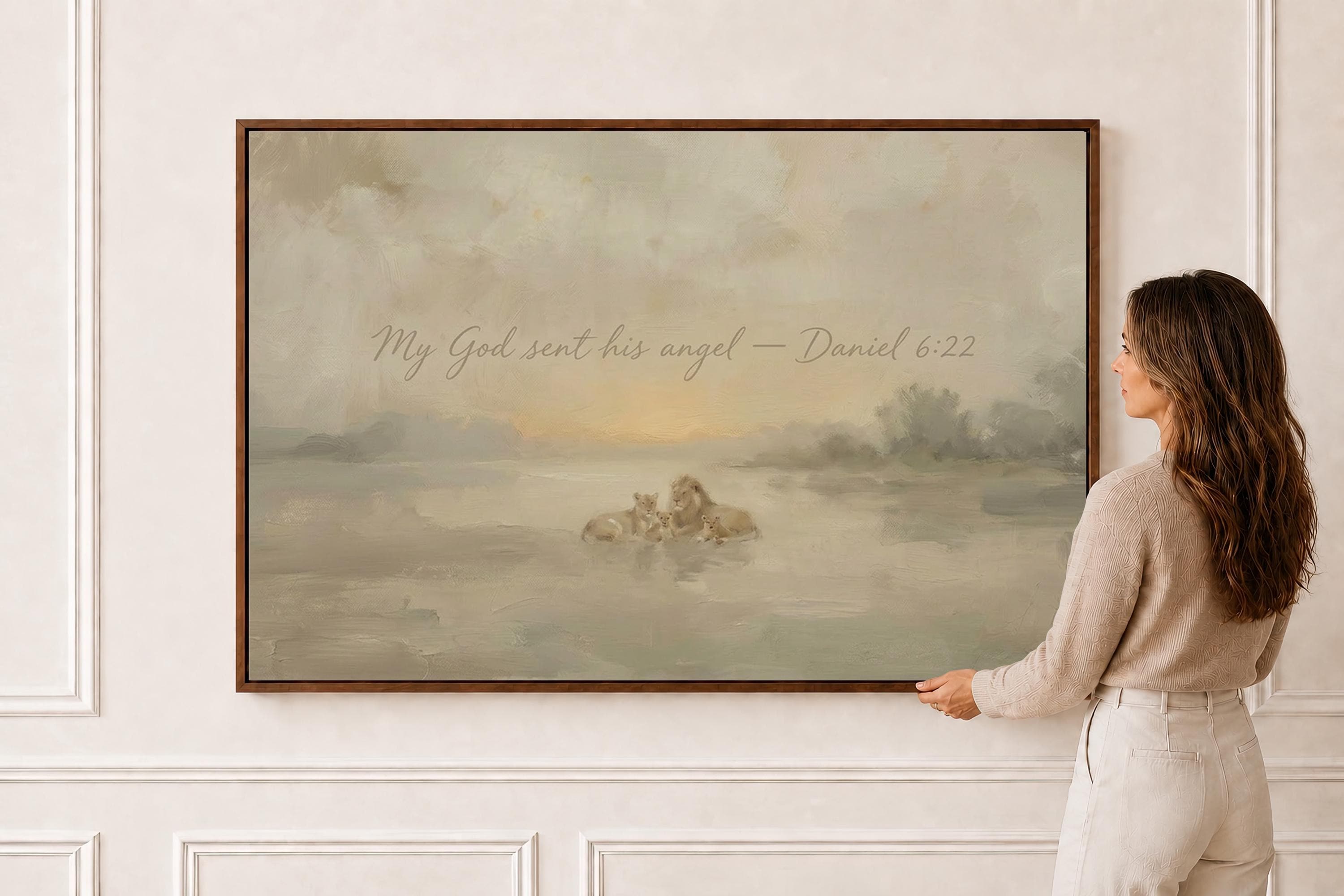 Lion and Lamb Art | Daniel Lions Christian Wall Art Print | W0187