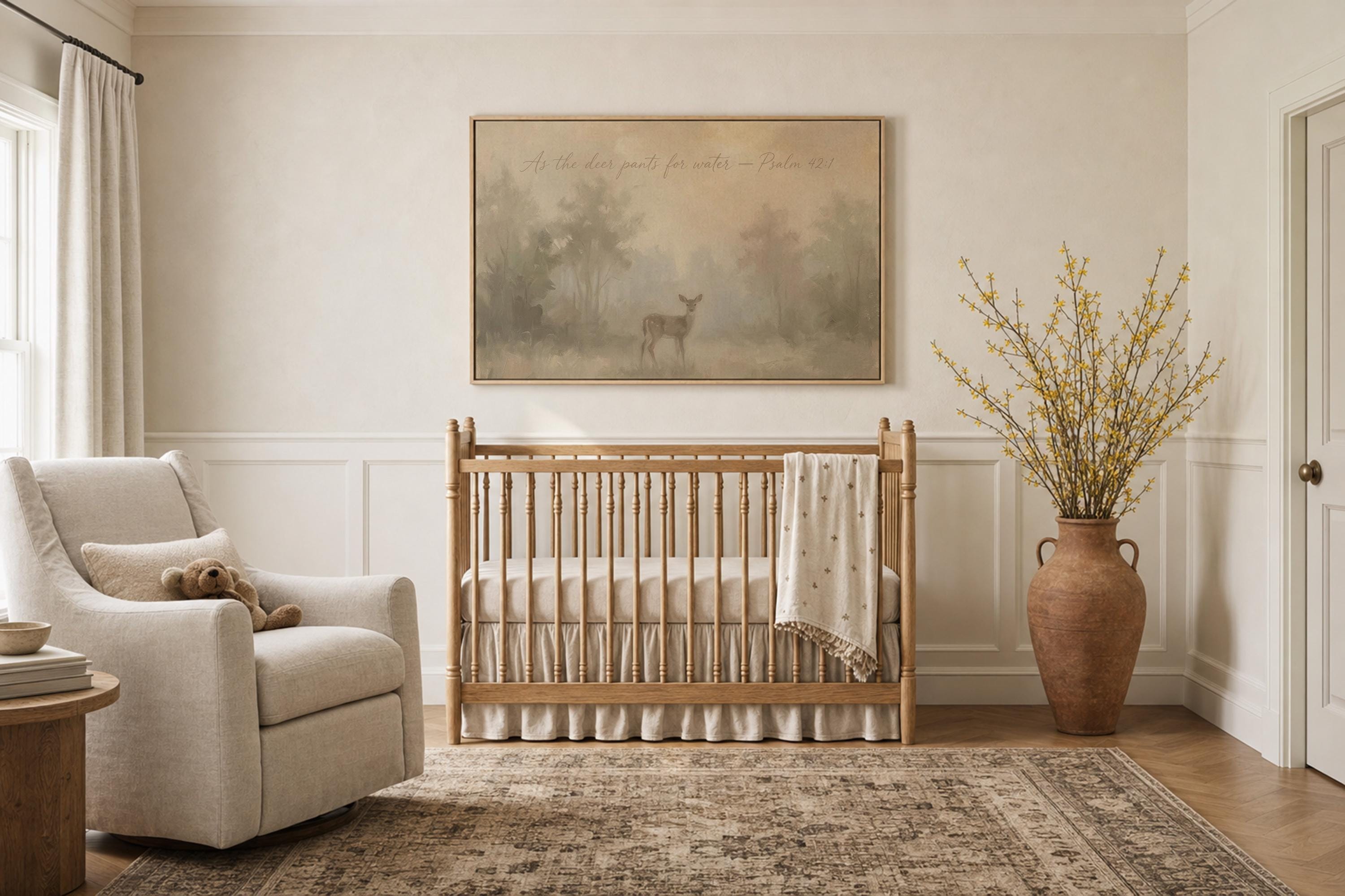 Christian Nursery | Baby Deer Christian Wall Art Print | W0177