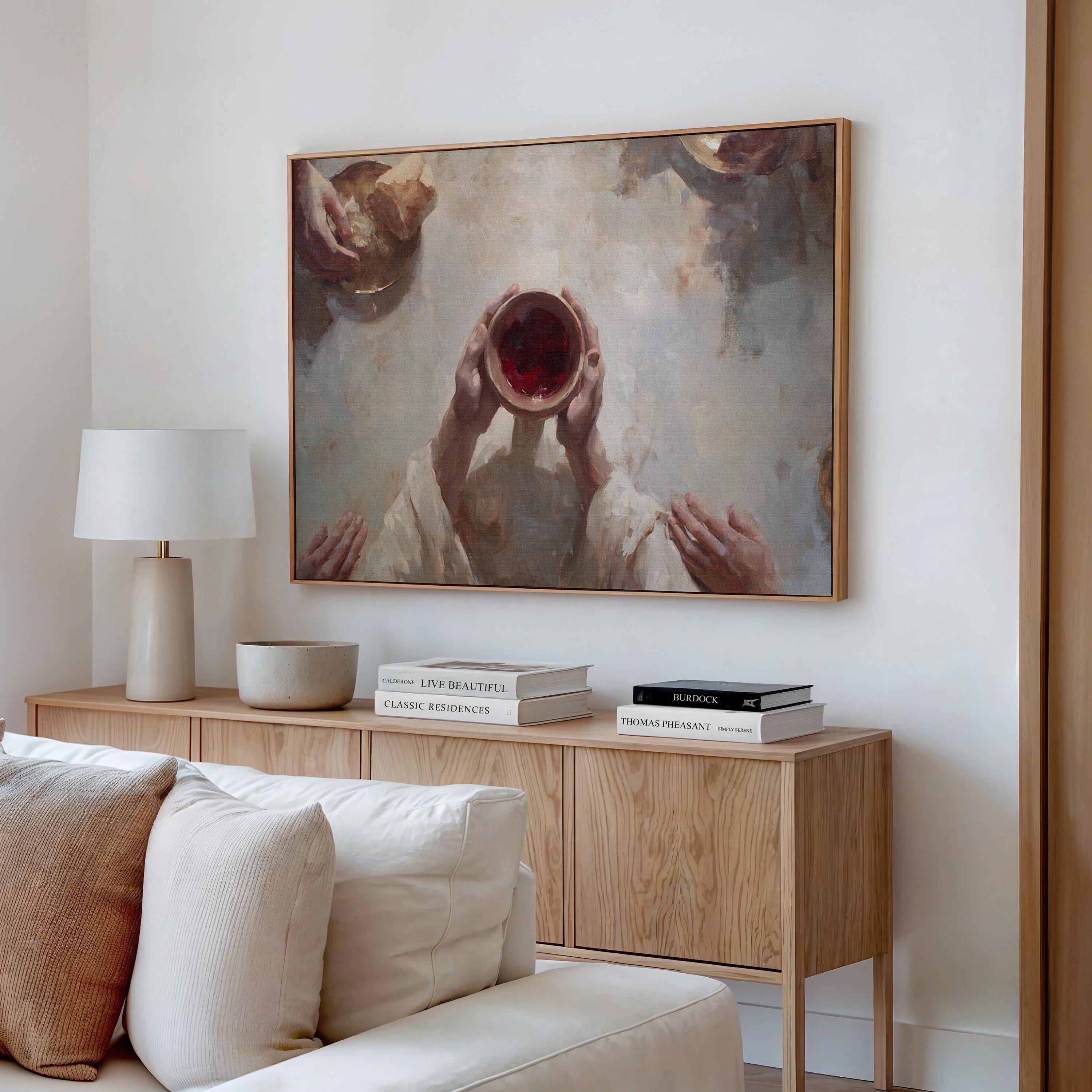 Jesus Last Supper Wall Art, Christian Communion Painting, Eucharist Artwork, Sacred Art Print