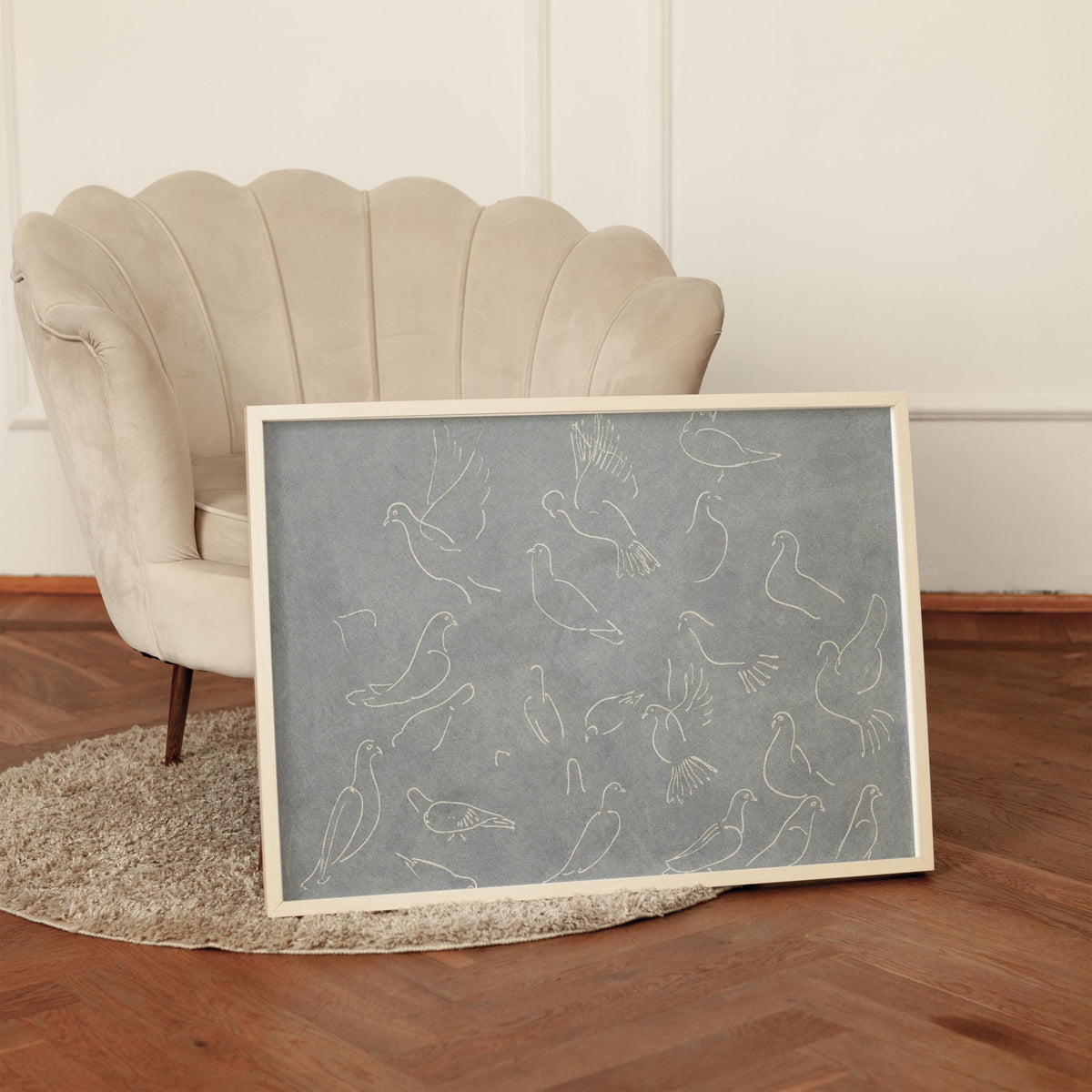 Blue Gray Dove Sketch — Wall Art | Product view 7