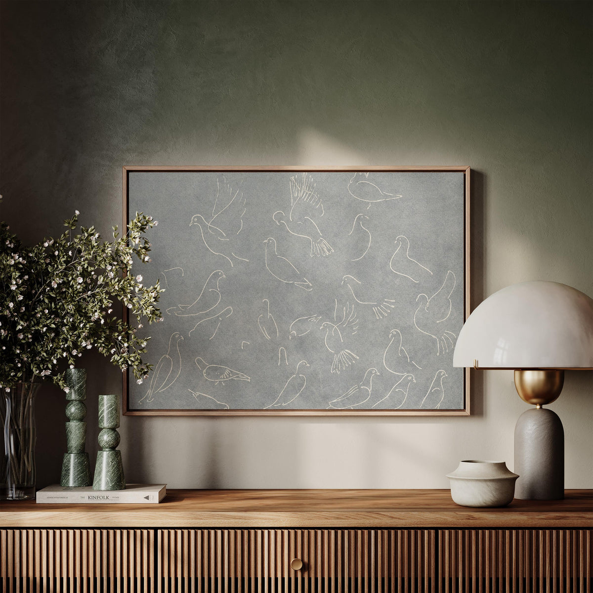 Blue Gray Dove Sketch — Wall Art | Product view 5