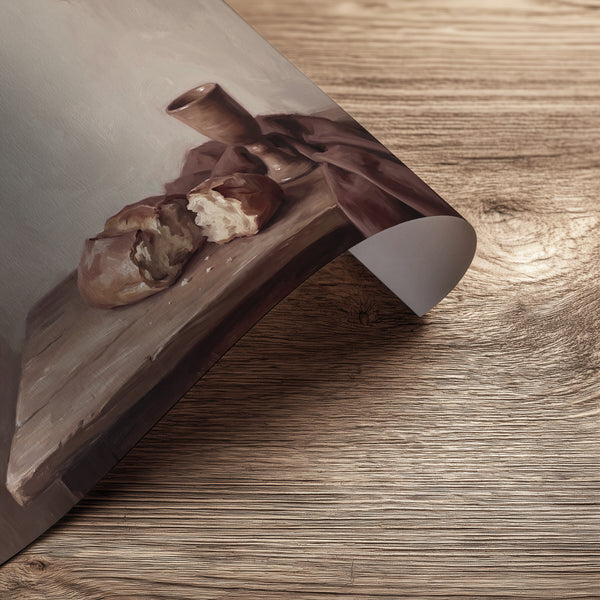 Bread and Cup by the Window printed on premium matte art paper