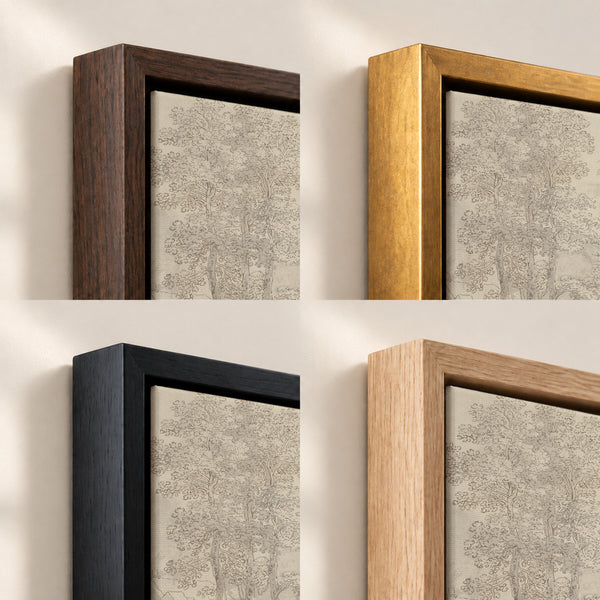 Woodland River in Pencil frame finish options: Brown, Gold, Black and Natural