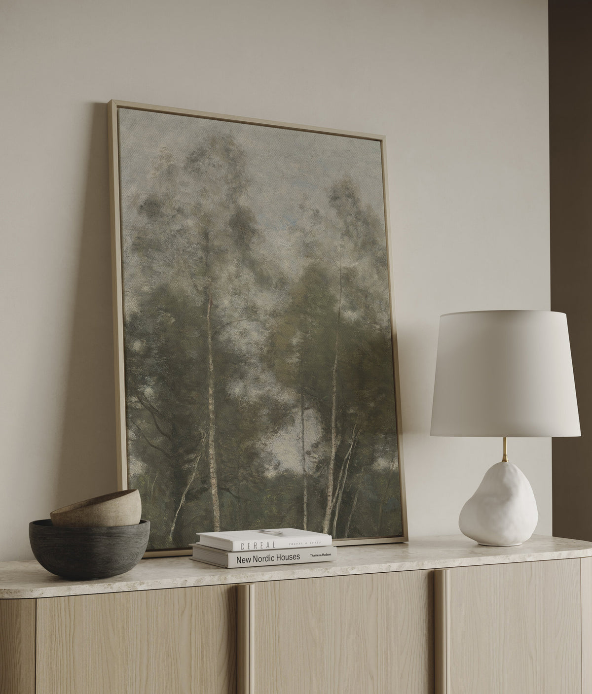 Soft Ivory Birch Grove wall art