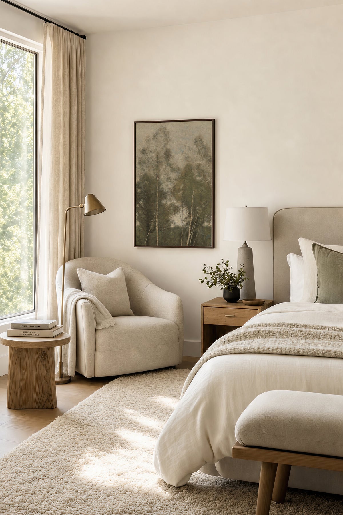 Soft Ivory Birch Grove wall art