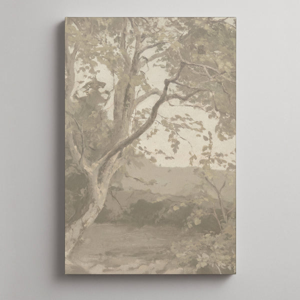 Greige Tree in Quiet Light as an unframed canvas