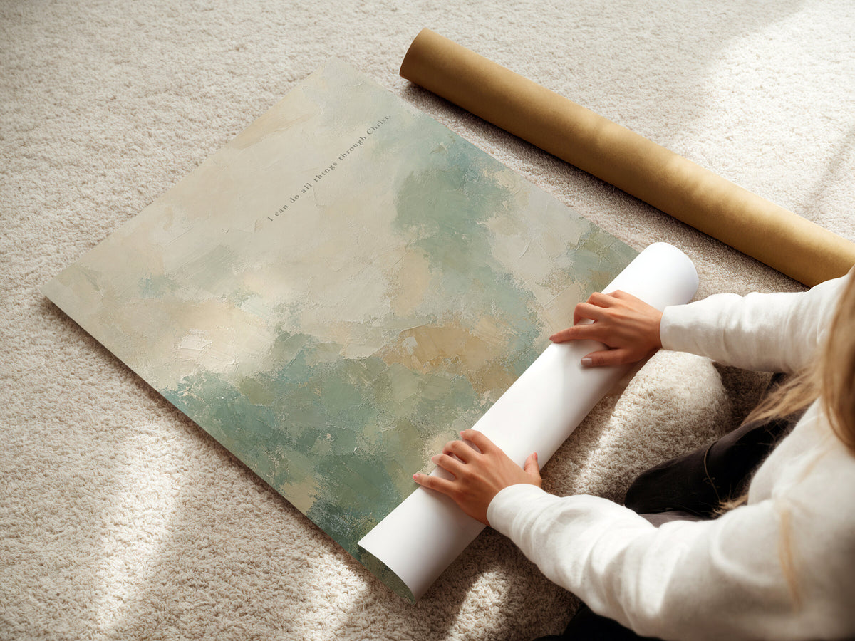 I Can Do All Things Sage Abstract — Philippians 4:13 wall art