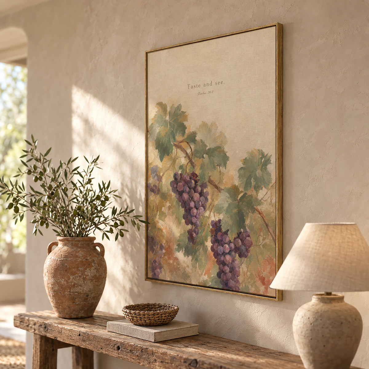 Taste and See Grapevine — Psalm 34:8 wall art