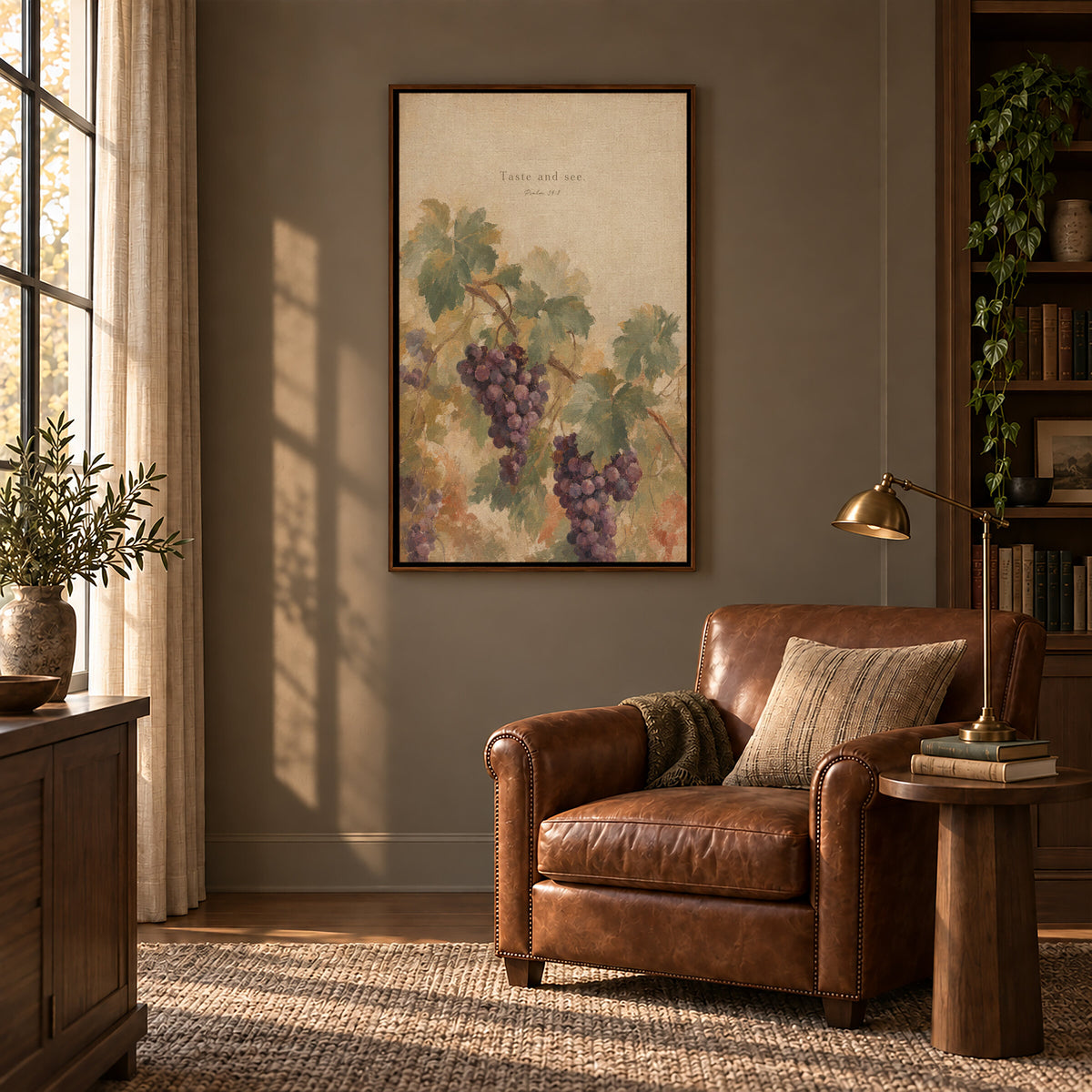 Taste and See Grapevine — Psalm 34:8 wall art