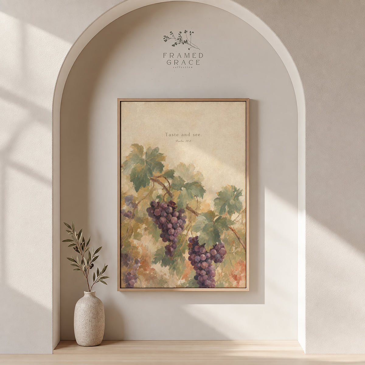 Taste and See Grapevine — Psalm 34:8 wall art