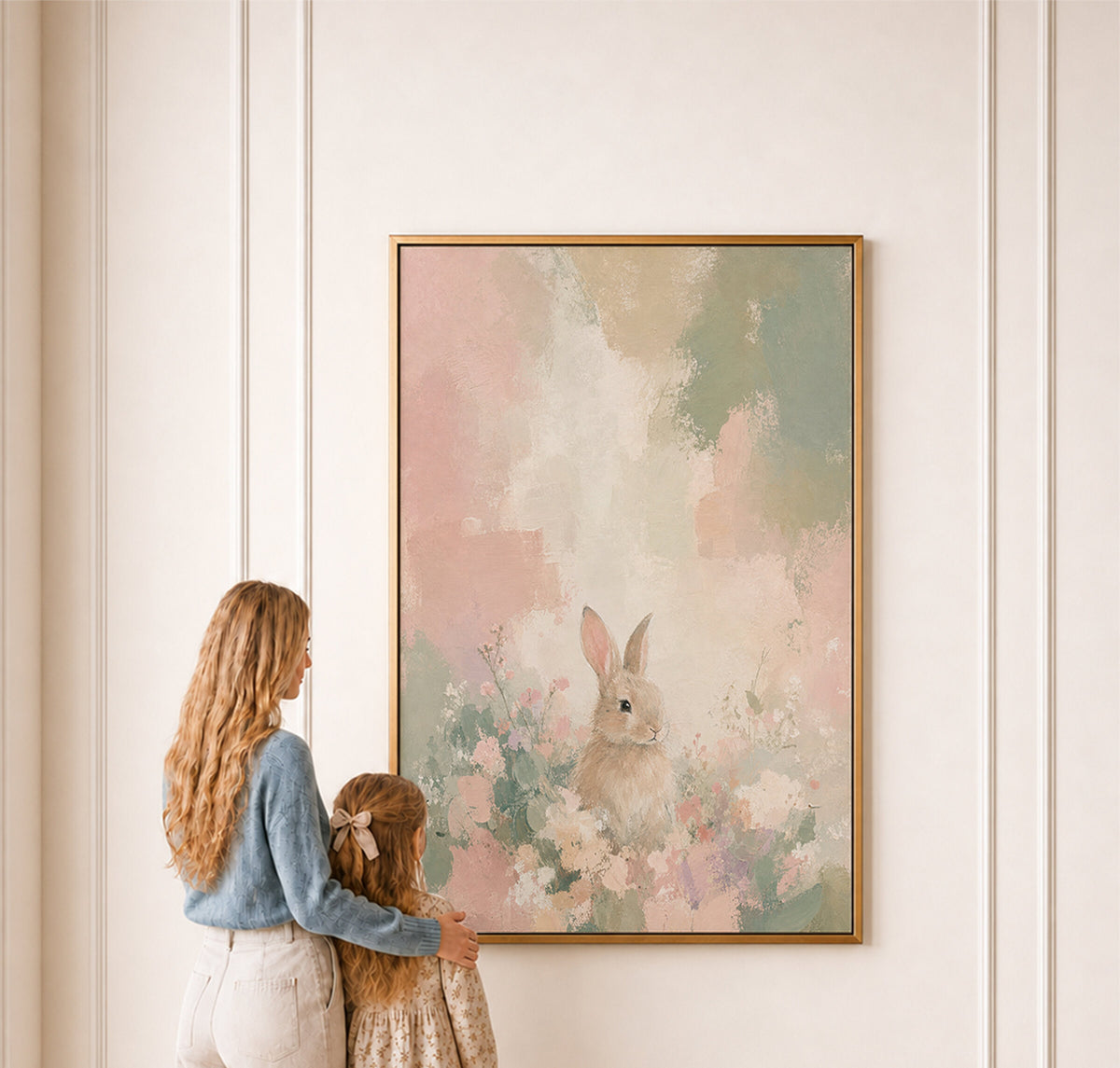 Pastel Floral Bunny wall art