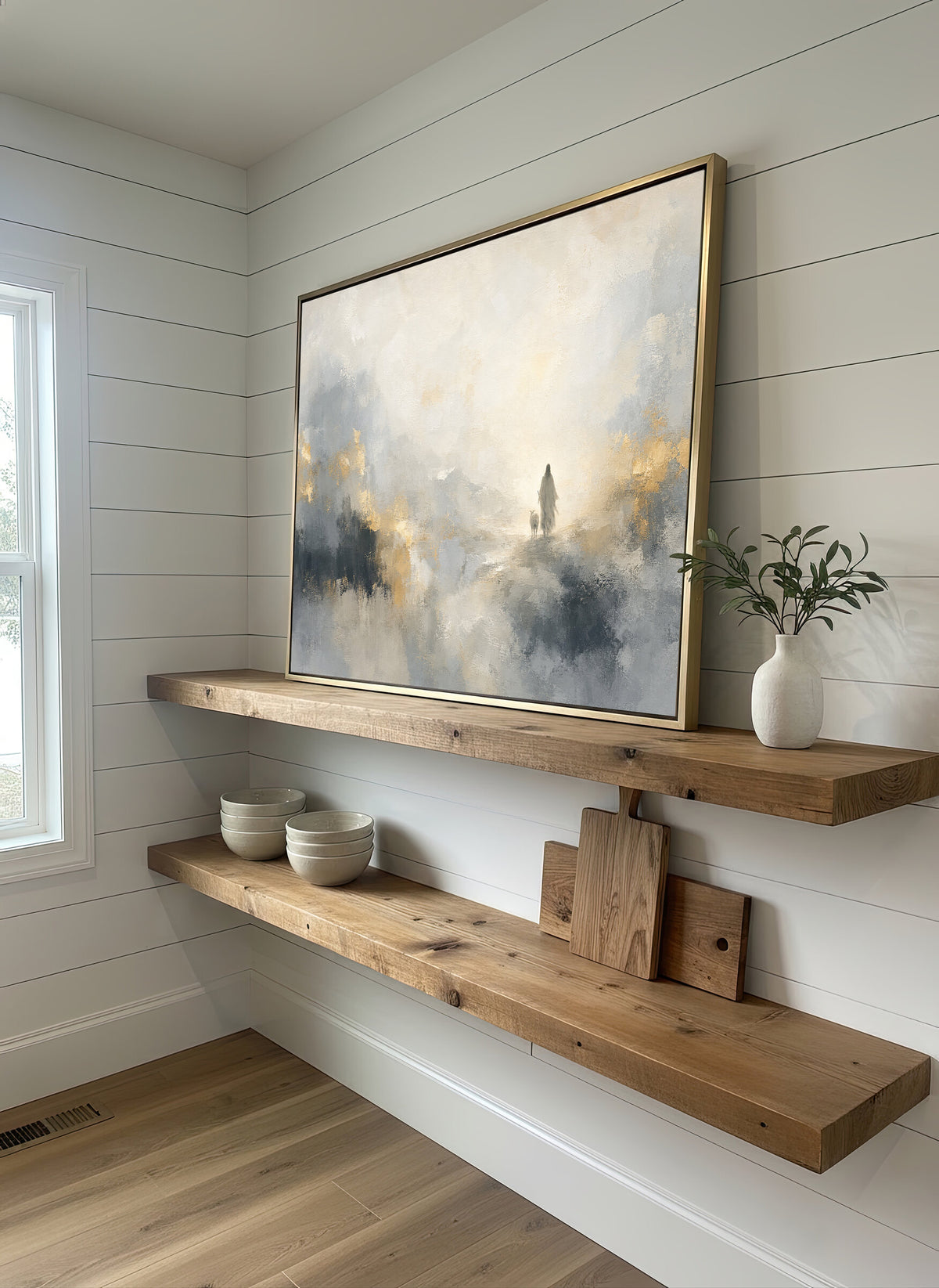 Good Shepherd Charcoal Gold wall art