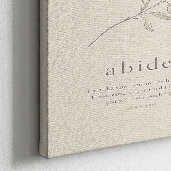 Abide — John 15:5 unframed canvas corner detail