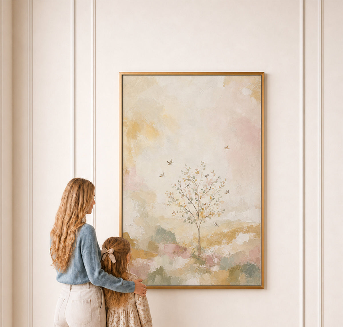 Pastel Tree with Birds wall art