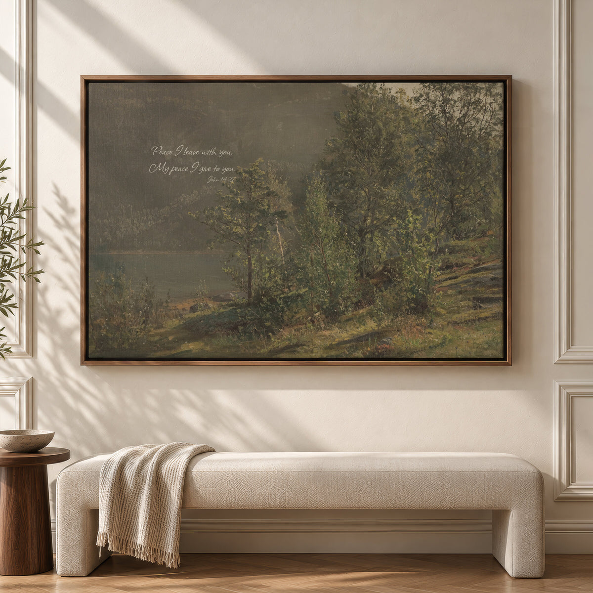 Olive Woodland Lake wall art