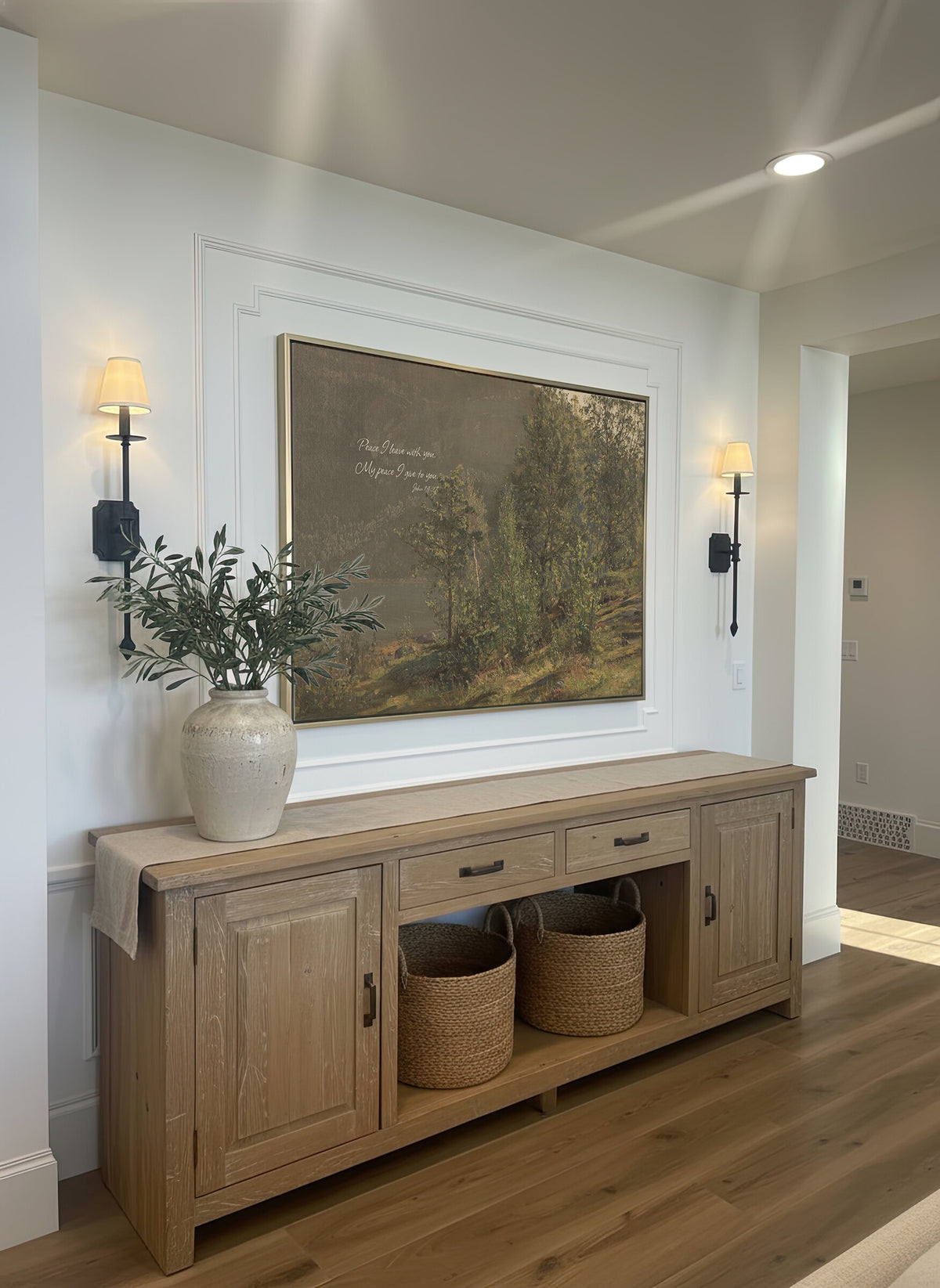 Olive Woodland Lake wall art