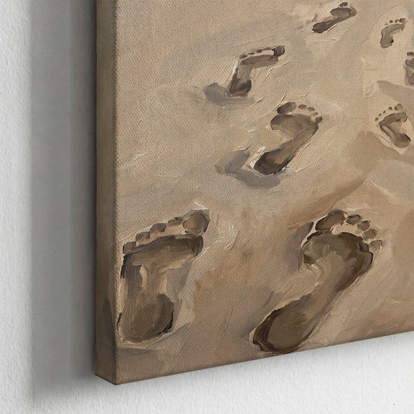 Footprints Coastal Sand unframed canvas corner detail