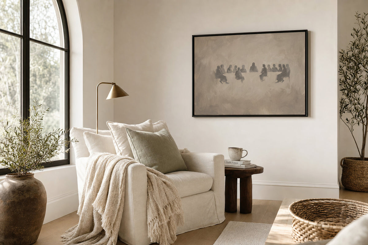 Last Supper Gathering in Grey wall art