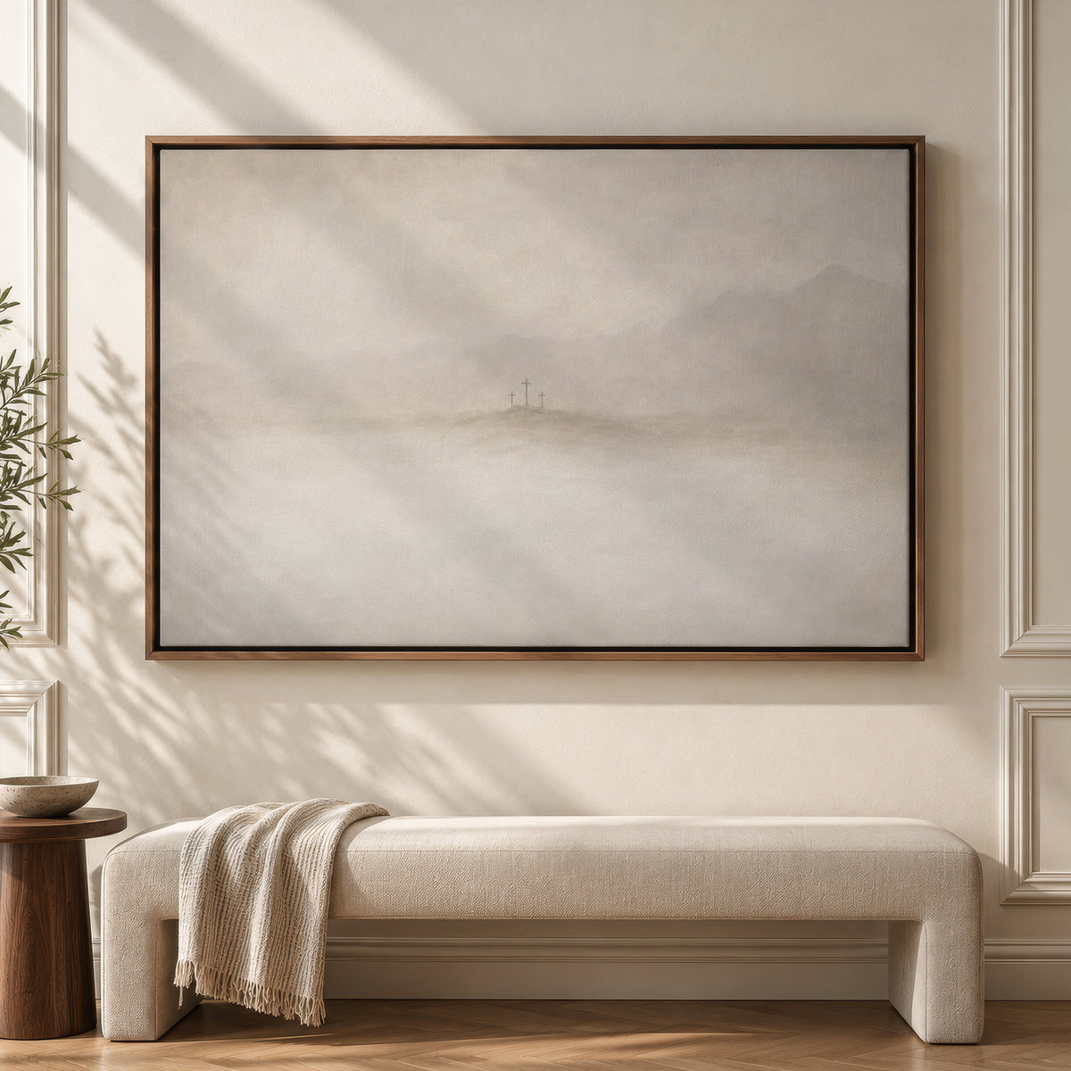 Greige Cross wall art