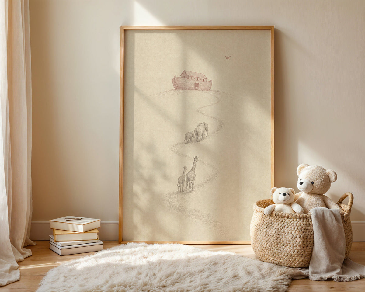 Noah's Ark Minimal Blush wall art