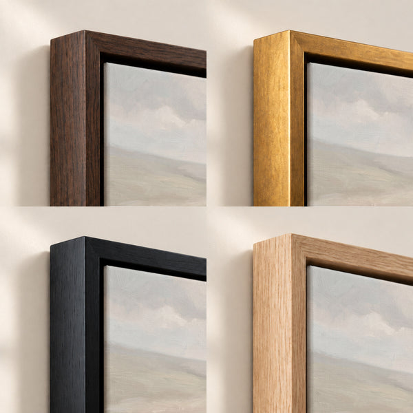 Wildflower Hill and the One Sheep frame finish options: Brown, Gold, Black and Natural
