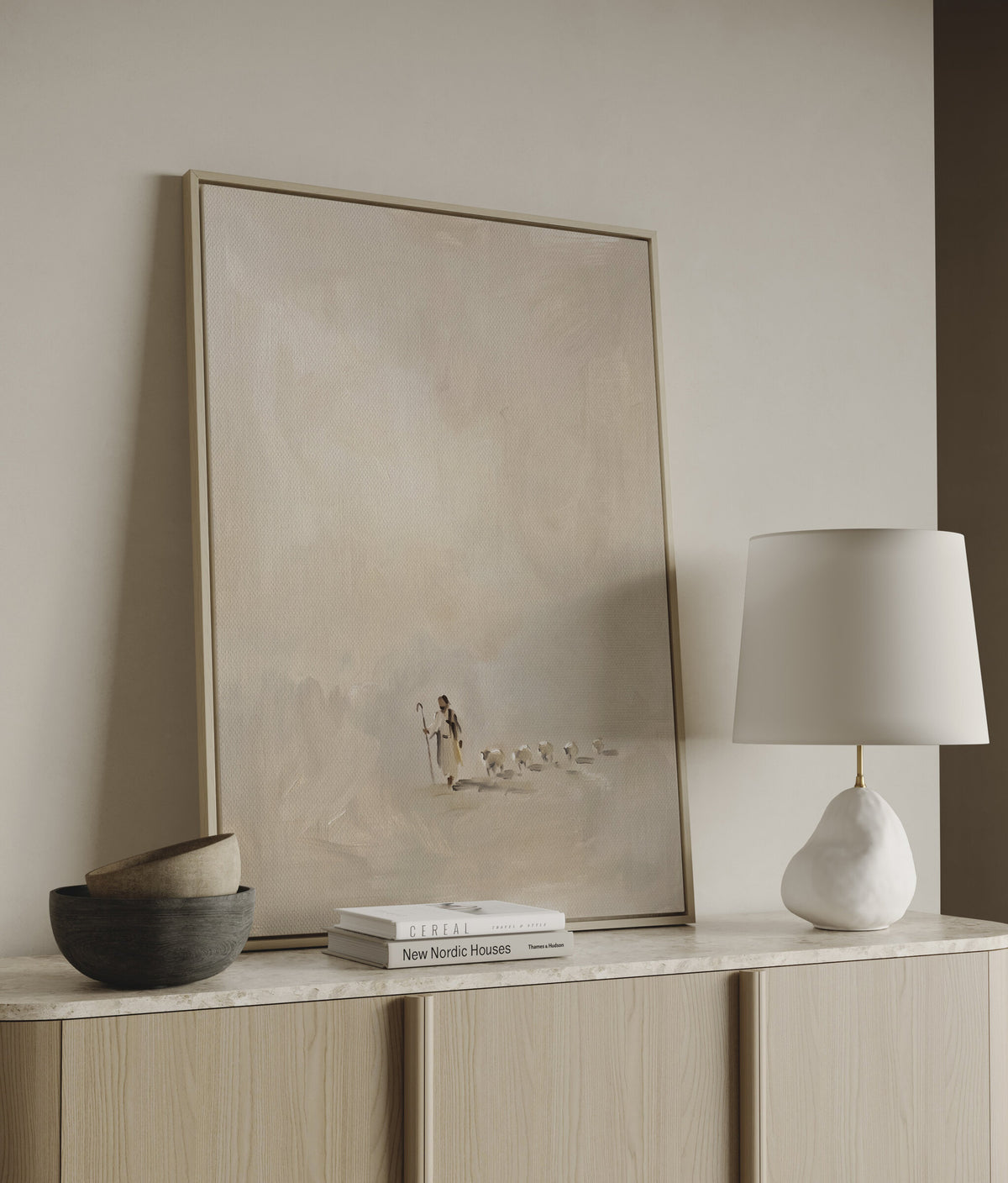 Shepherd and Flock in Mist wall art