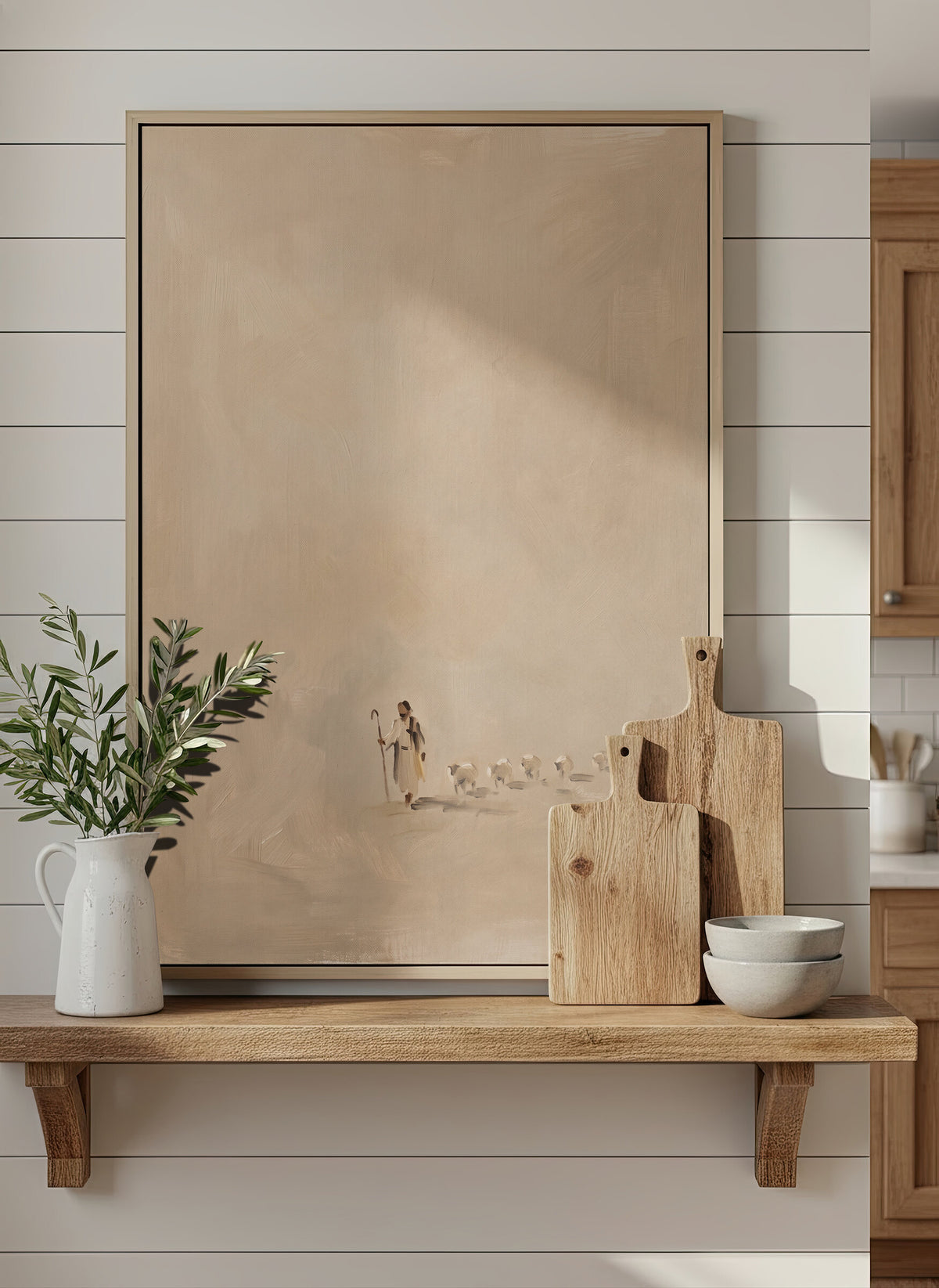 Shepherd and Flock in Mist wall art