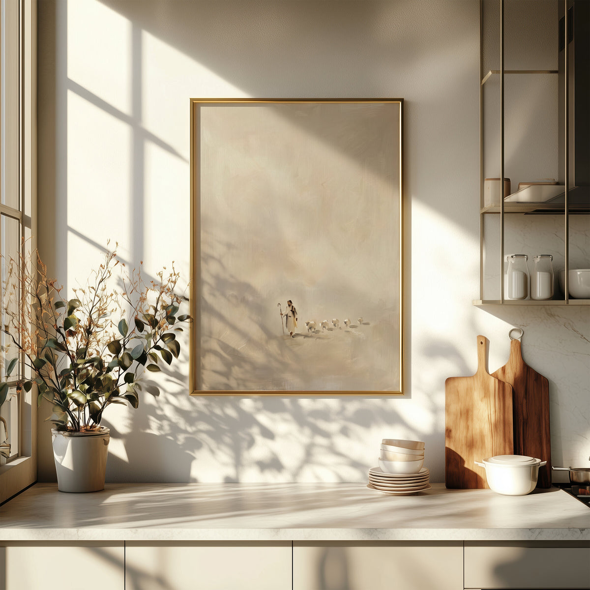 Shepherd and Flock in Mist wall art