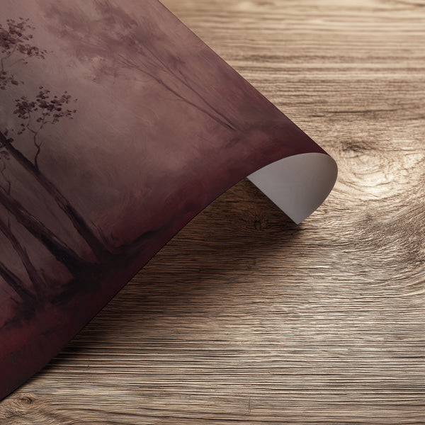 Burgundy Forest in Mist printed on premium matte art paper