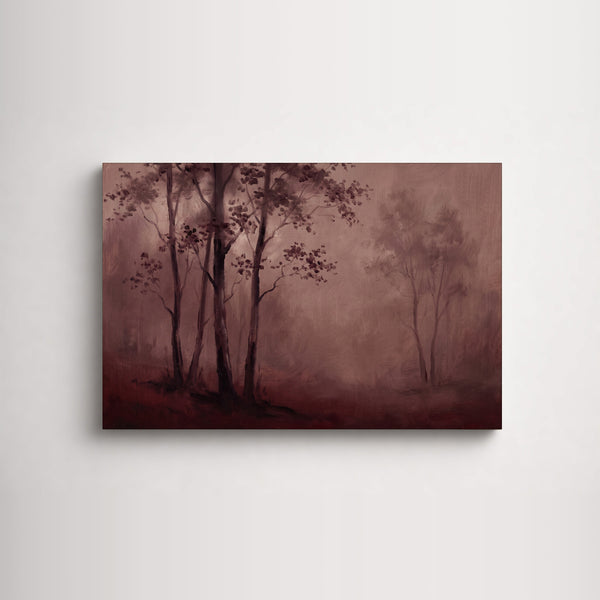 Burgundy Forest in Mist as an unframed canvas
