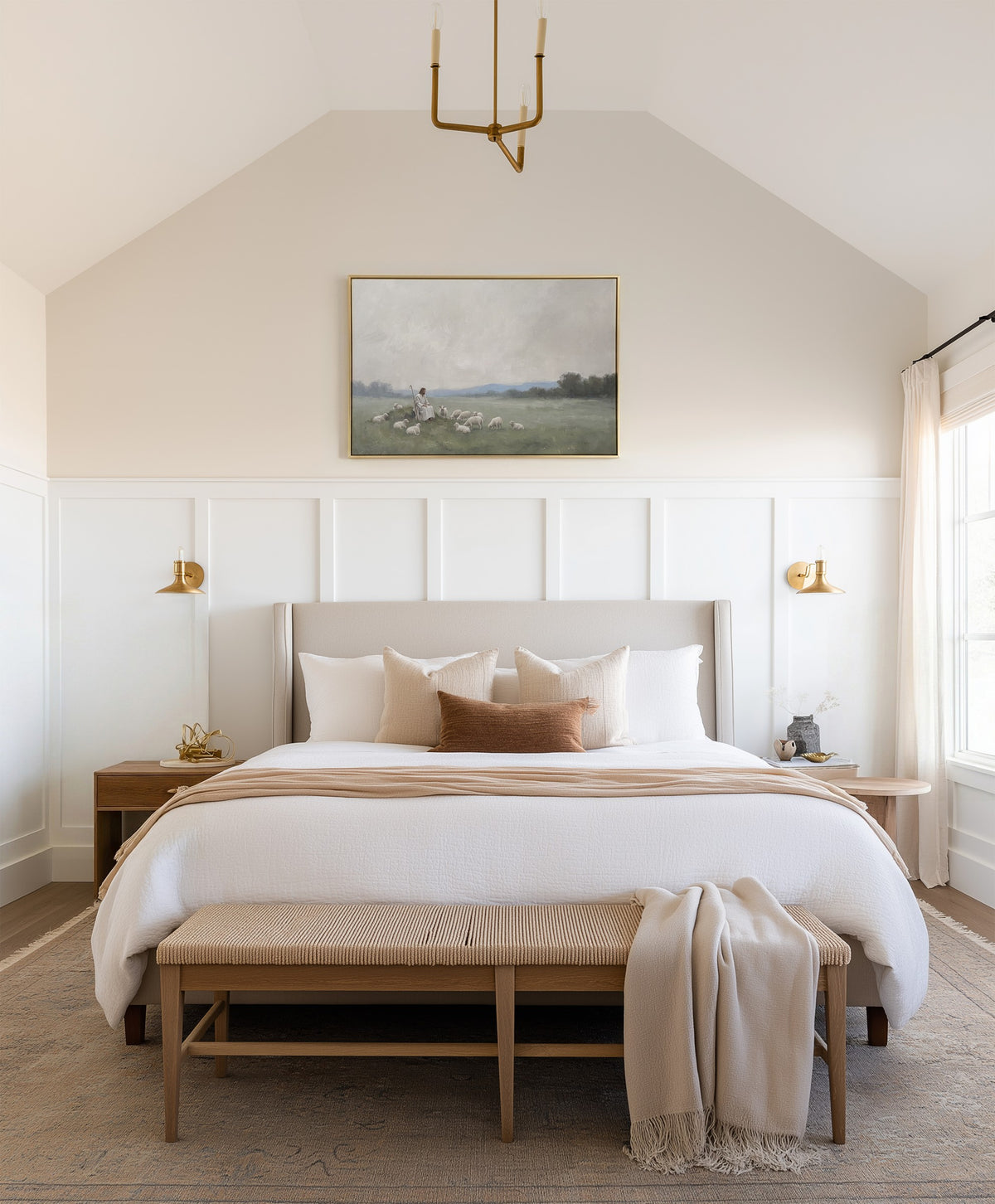 Resting with the Flock wall art in a styled room