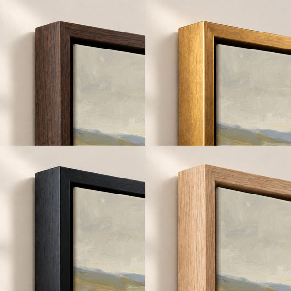 Sheep Along the Golden Ridge frame finish options: Brown, Gold, Black and Natural