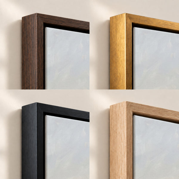 Flock from the Crest frame finish options: Brown, Gold, Black and Natural