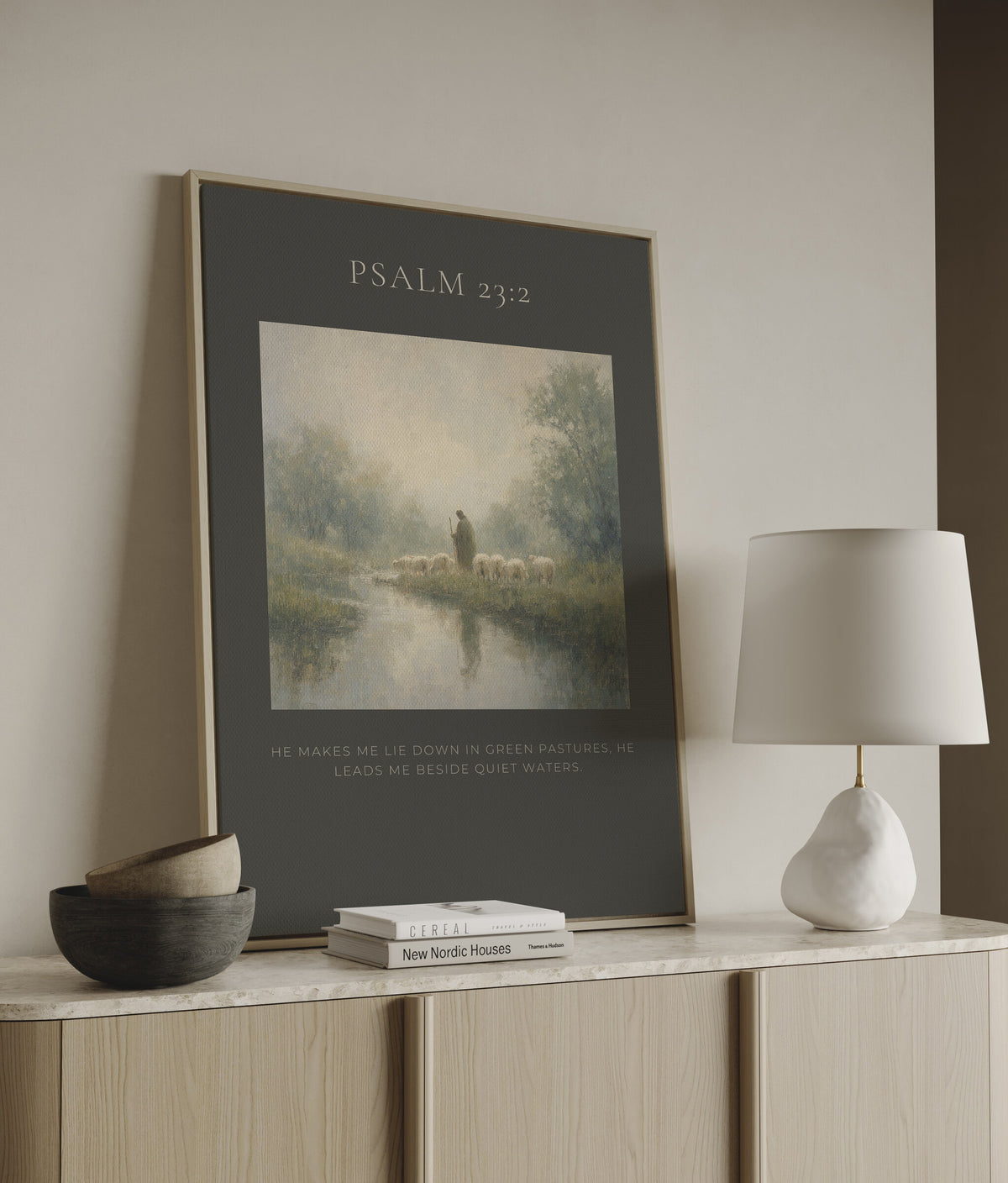Still Waters — Psalm 23:2 wall art