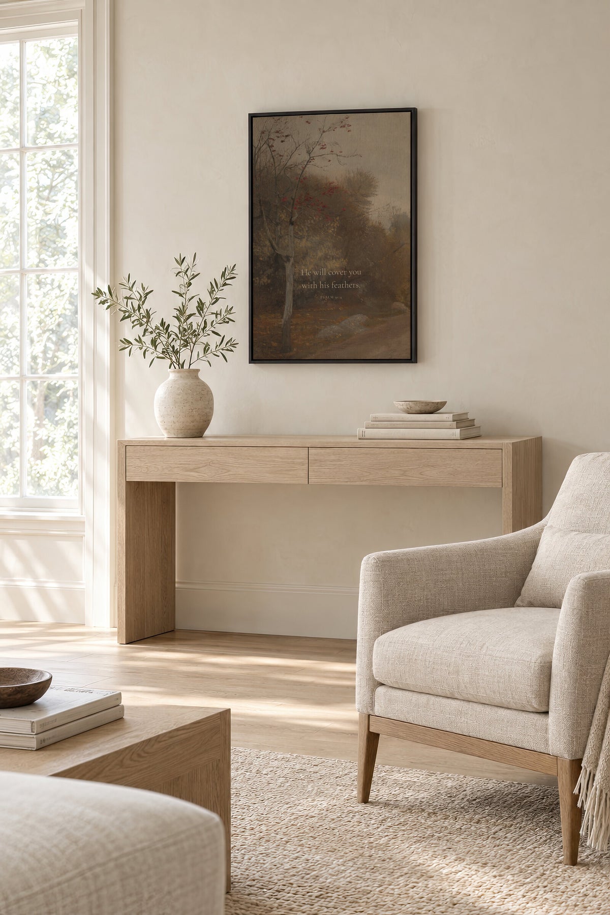 Under His Feathers Ivory wall art