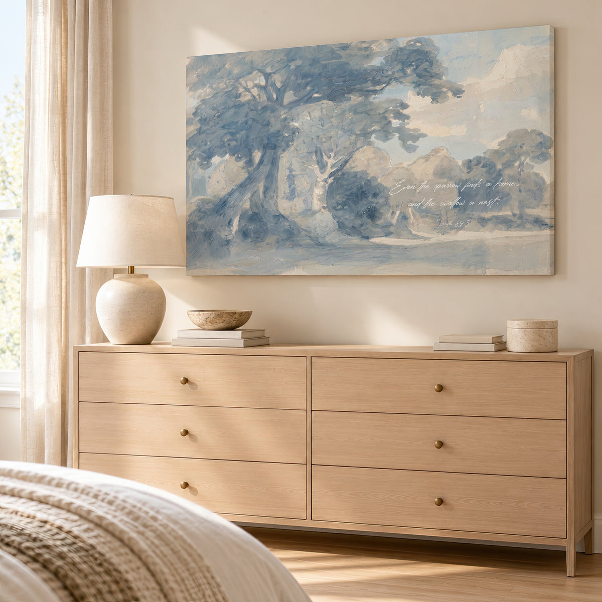 Sparrow Finds a Home — Psalm 84:3 wall art