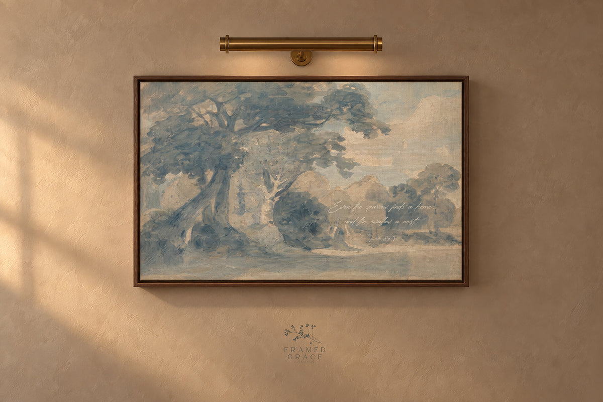 Sparrow Finds a Home — Psalm 84:3 wall art
