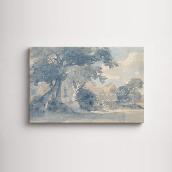 Sparrow Finds a Home — Psalm 84:3 unframed canvas