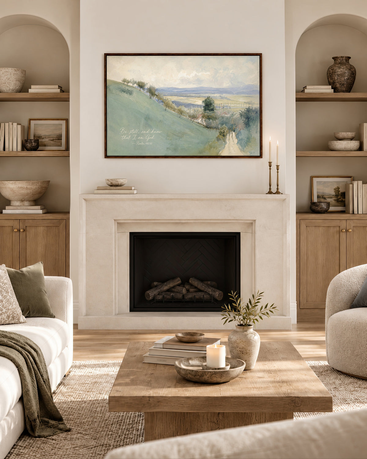 Be Still Green Hillside — Psalm 46:10 wall art