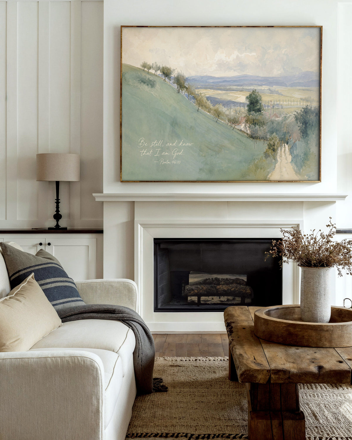 Be Still Green Hillside — Psalm 46:10 wall art