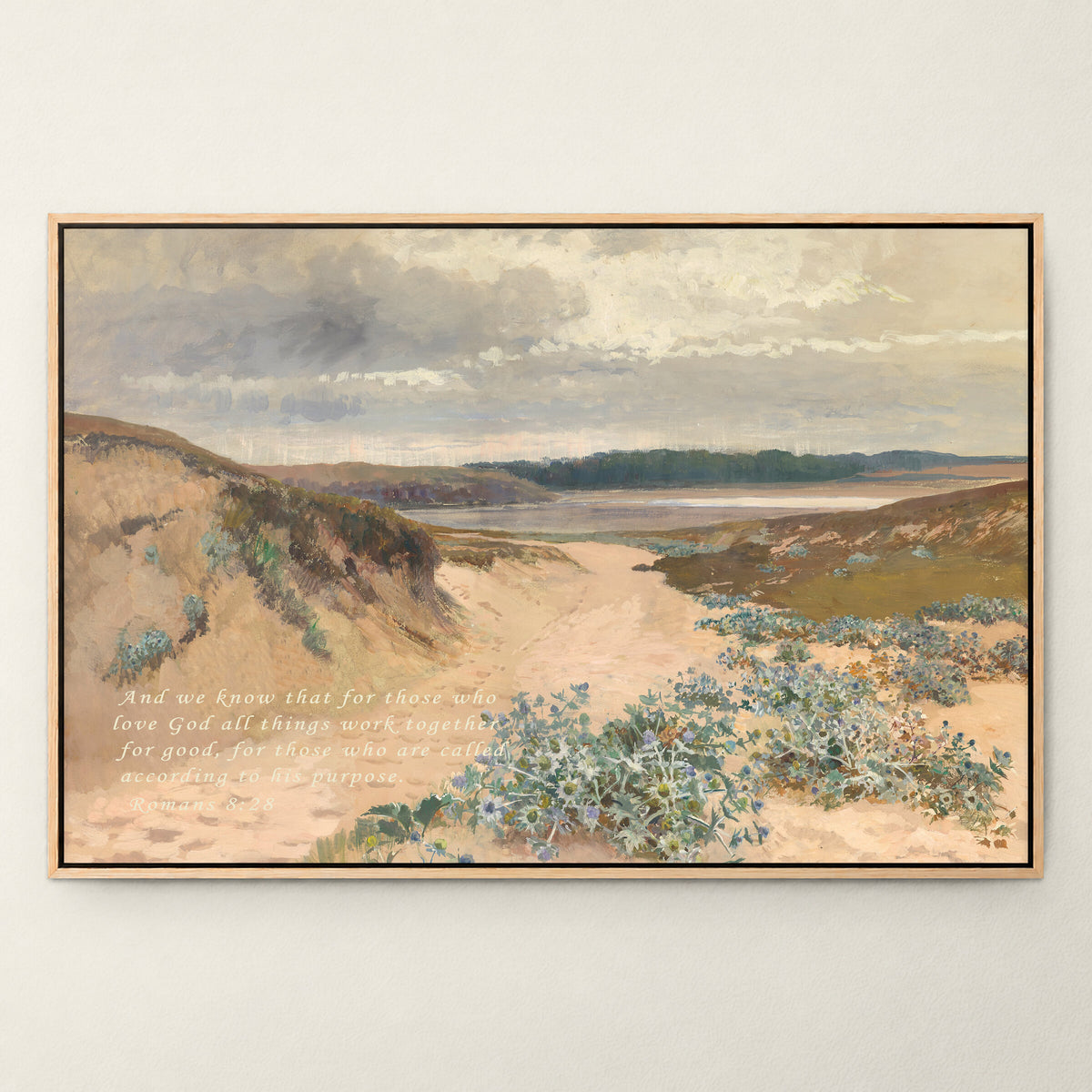 Coastal Beach — Romans 8:28 wall art