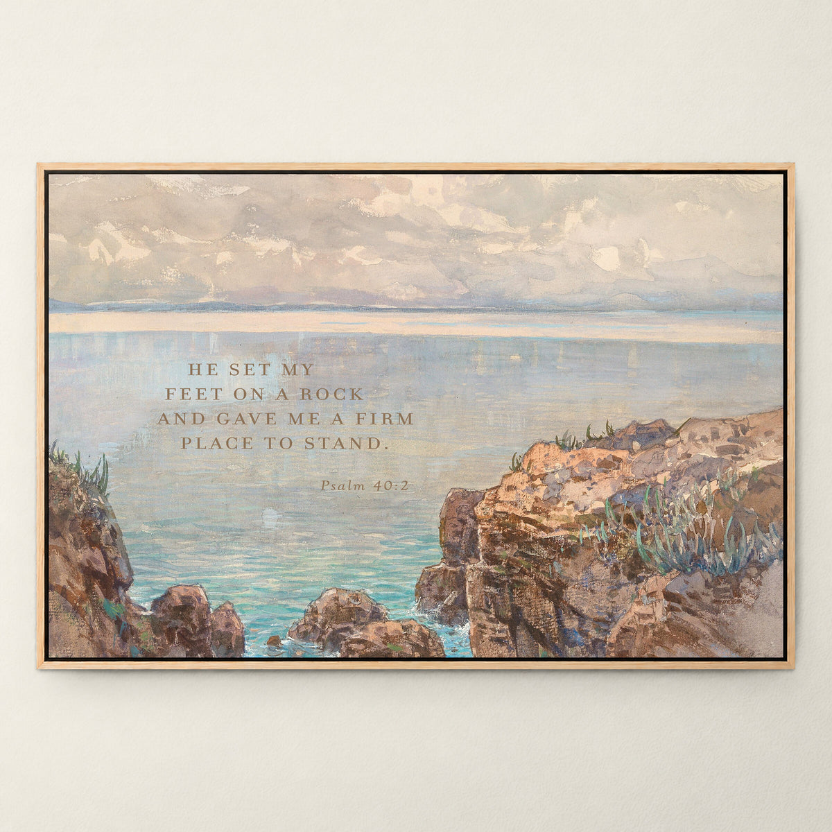 Coastal Sailboat — Psalm 40:2 wall art