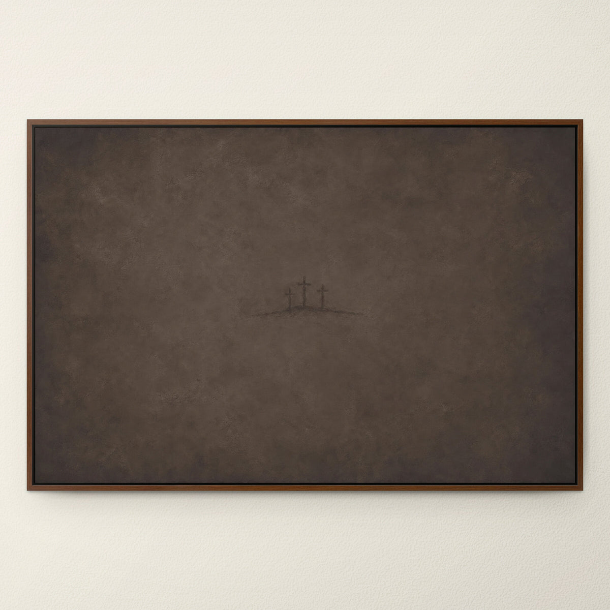 Three Crosses on Calvary Minimal Brown wall art