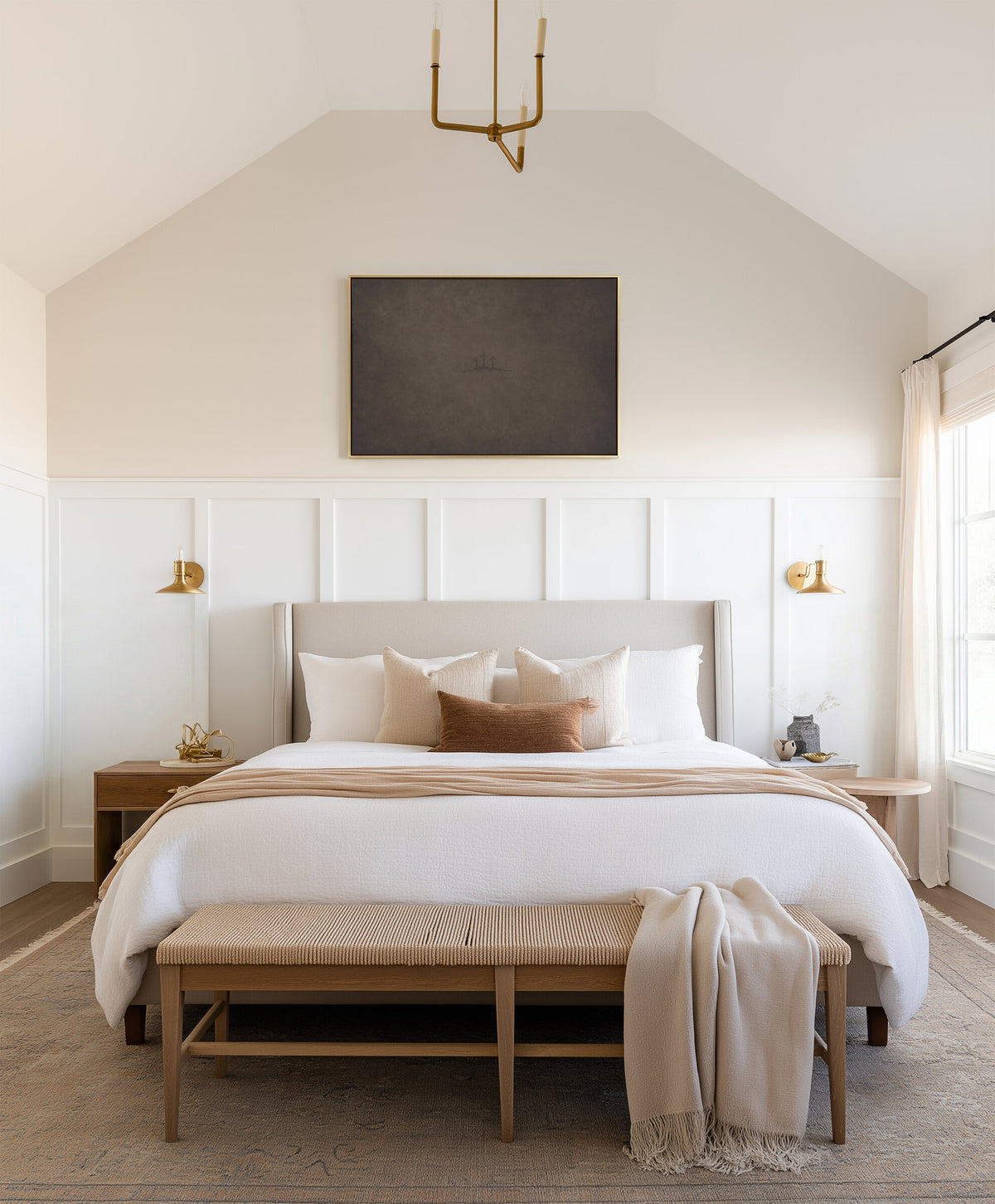 Three Crosses on Calvary Minimal Brown wall art