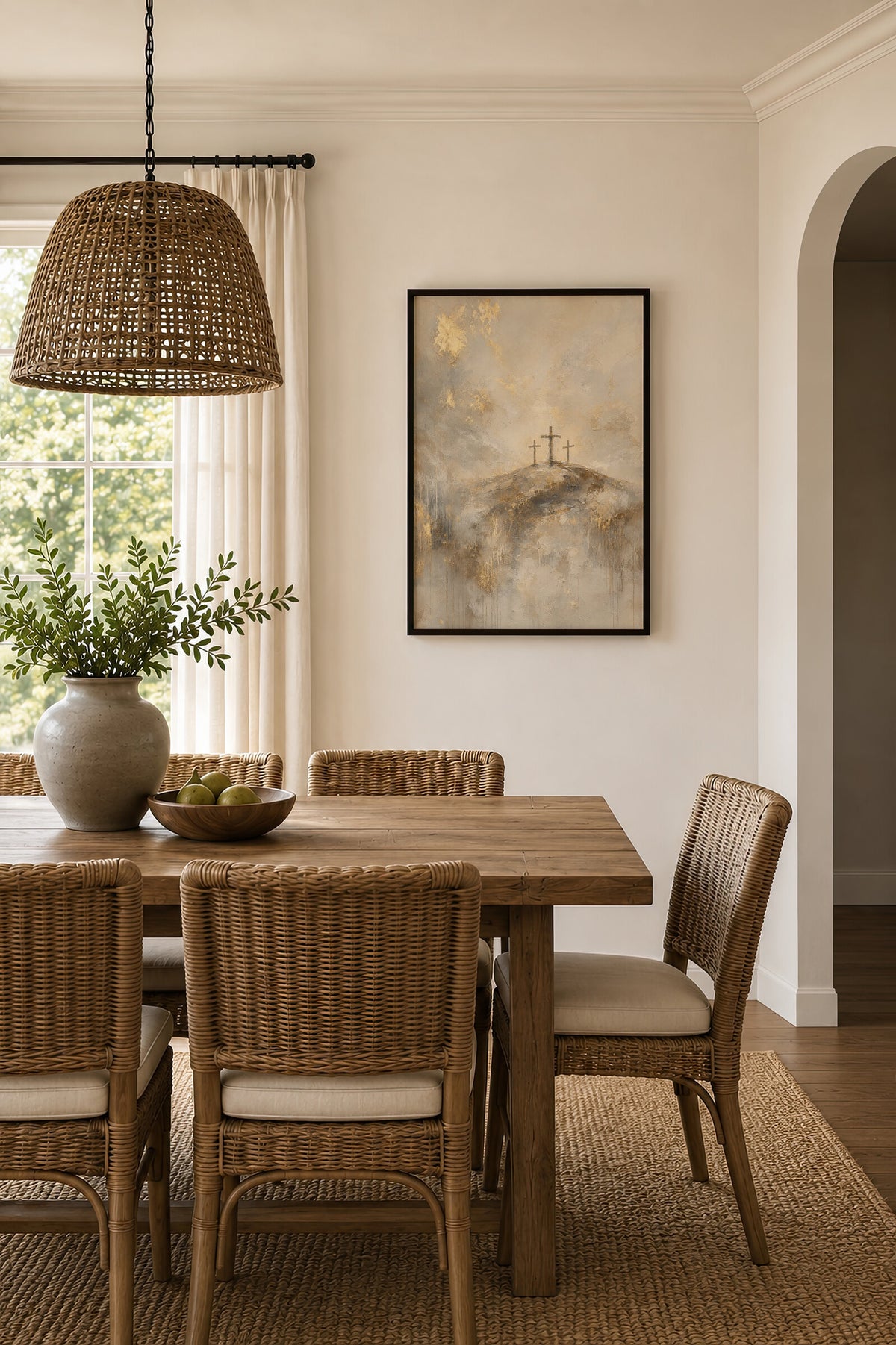 Three Crosses on Calvary Gold wall art
