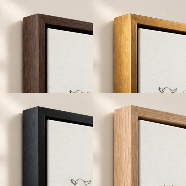 Little Lambs Line Drawing frame finish options: Brown, Gold, Black and Natural