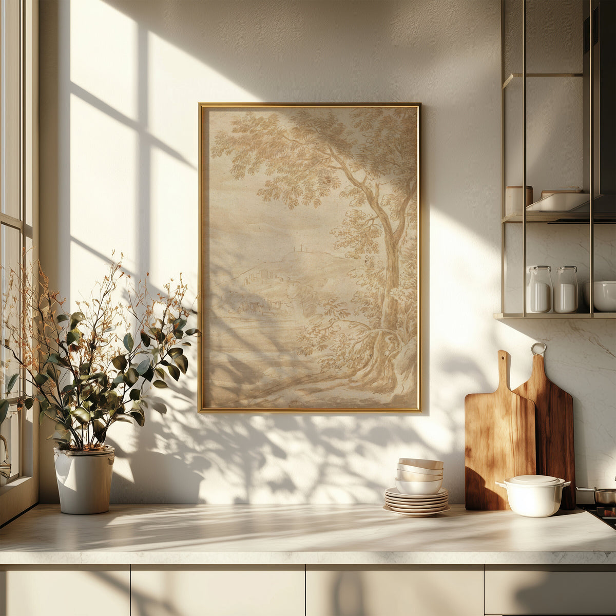 Sepia Tree Sketch Landscape wall art